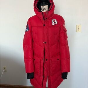 Invicta Red hooded puffer parka